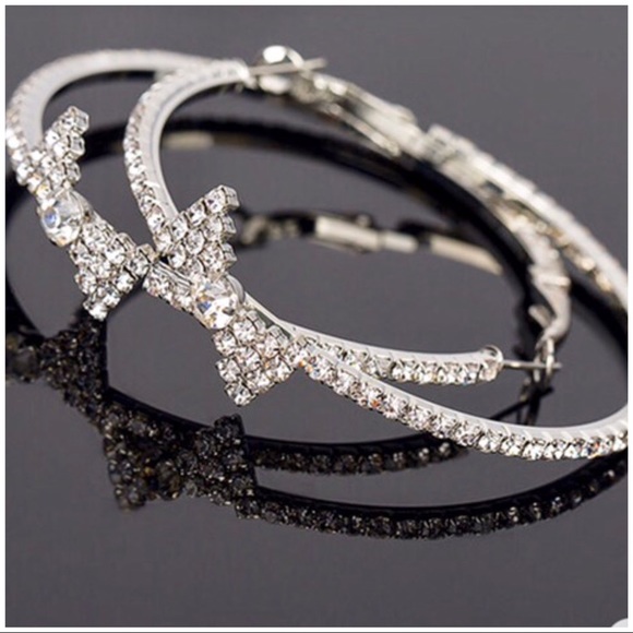 Gorgeous Hoops with Crystal Bow - Picture 2 of 4